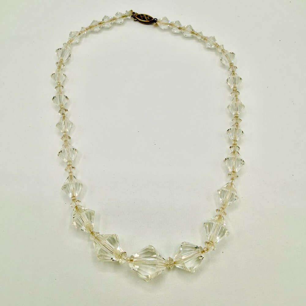 VTG GOLD FILLED Clear Crystal Choker Necklace | Graduated Faceted Beads